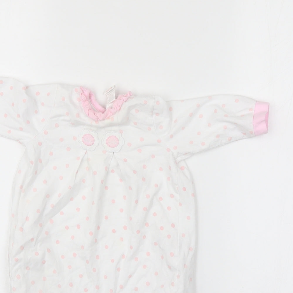 GRI Girls White Polka Dot  Babygrow One-Piece Size 6-9 Months