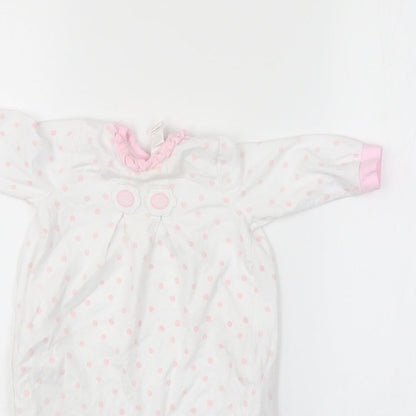 GRI Girls White Polka Dot  Babygrow One-Piece Size 6-9 Months