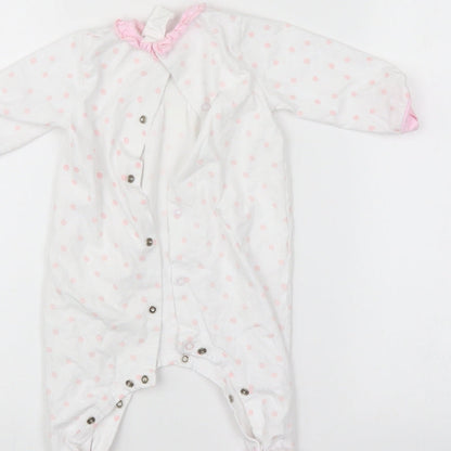 GRI Girls White Polka Dot  Babygrow One-Piece Size 6-9 Months
