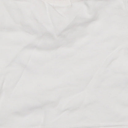BHS Girls White   Basic T-Shirt Size 3-6 Months  - Embroidered Flowers on Sleeves