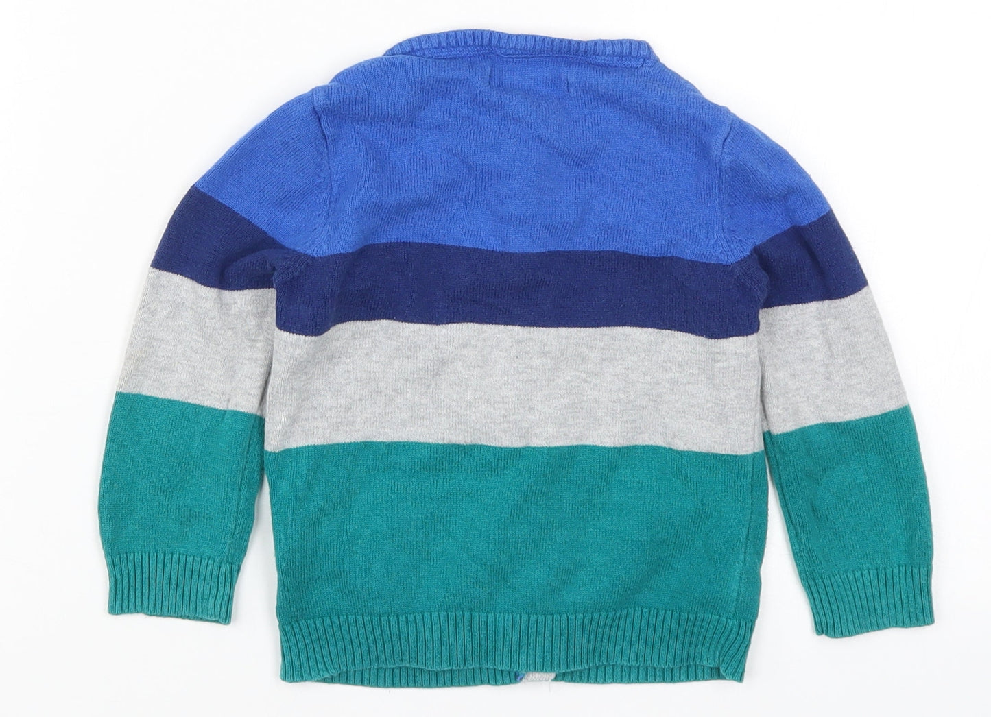 Nautica Girls Blue Striped  Cardigan Jumper Size 2 Years