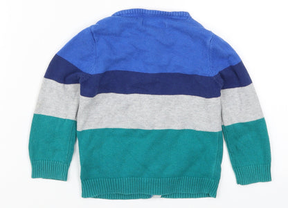 Nautica Girls Blue Striped  Cardigan Jumper Size 2 Years