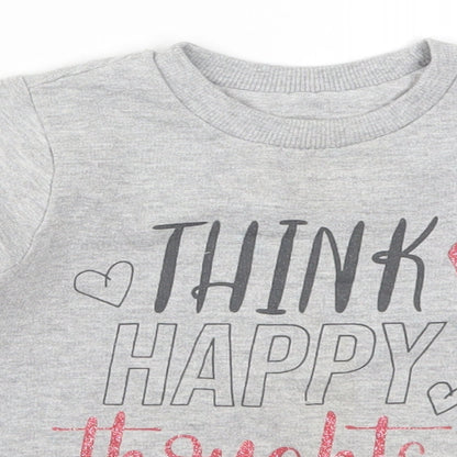 Pep&Co Girls Grey   Pullover Sweatshirt Size 2-3 Years  - Think Happy Thoughts