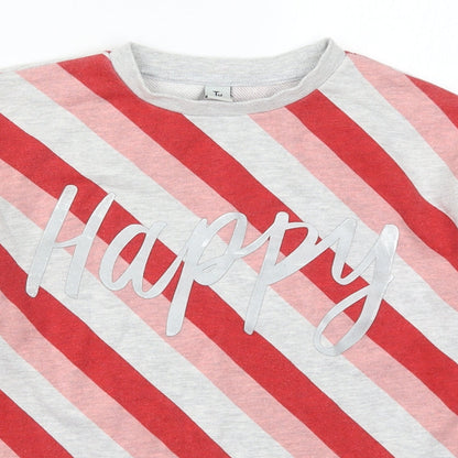 TU Girls Red Striped  Pullover Sweatshirt Size 12 Years  - Happy