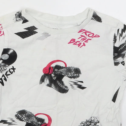 NEXT Boys White   Basic T-Shirt Size 6 Years  - Drop the Beat T-Rex