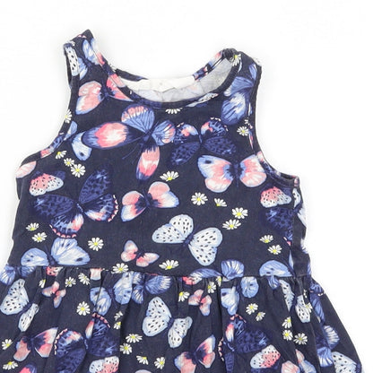 H&M Girls Blue   Skater Dress  Size 2 Years  - Butterflies