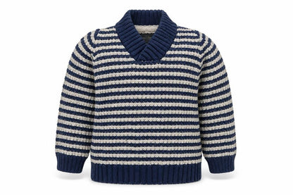H&M Boys Blue Striped Knit Pullover Jumper Size 2 Years