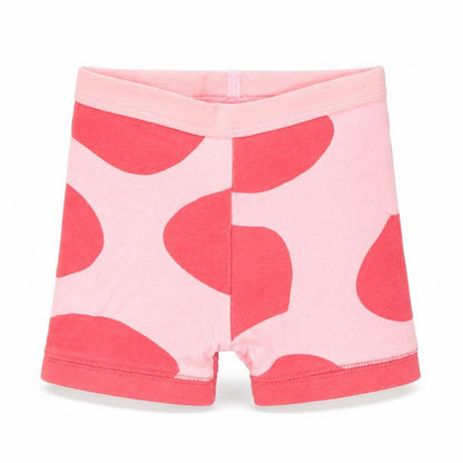 Front view of Mothercare girls’ pink polka dot cropped leggings, size 3-6, months