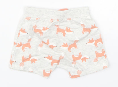 Preworn Girls Grey Animal Print  Cropped Trousers Size 9 Months  - Fox Print