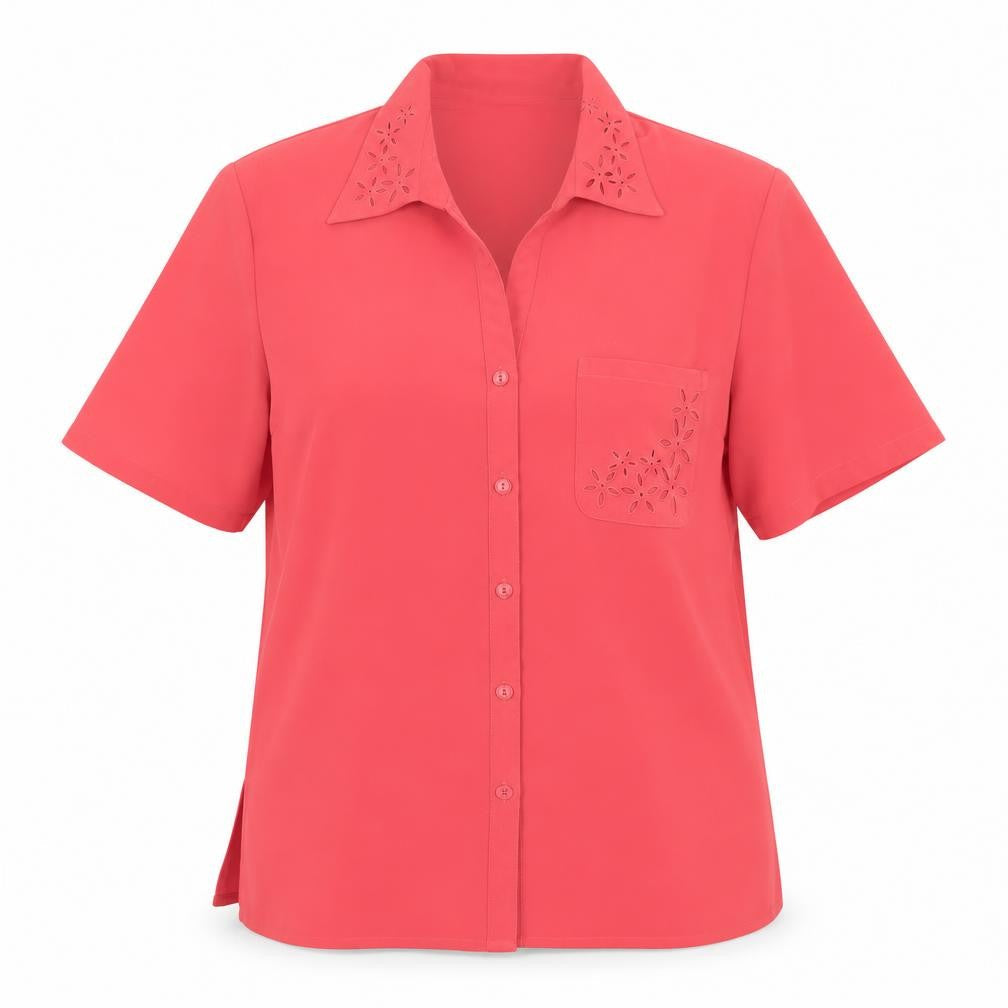 Womens UK Size 16 Kaleidoscope Pink Basic Button-Up