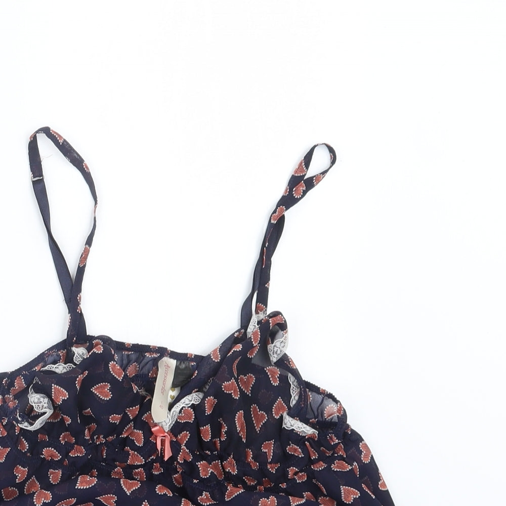 Accessorize Womens Blue Geometric  Camisole Blouse Size L