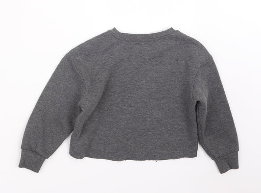 M&Co Girls Grey   Pullover Jumper Size 5-6 Years