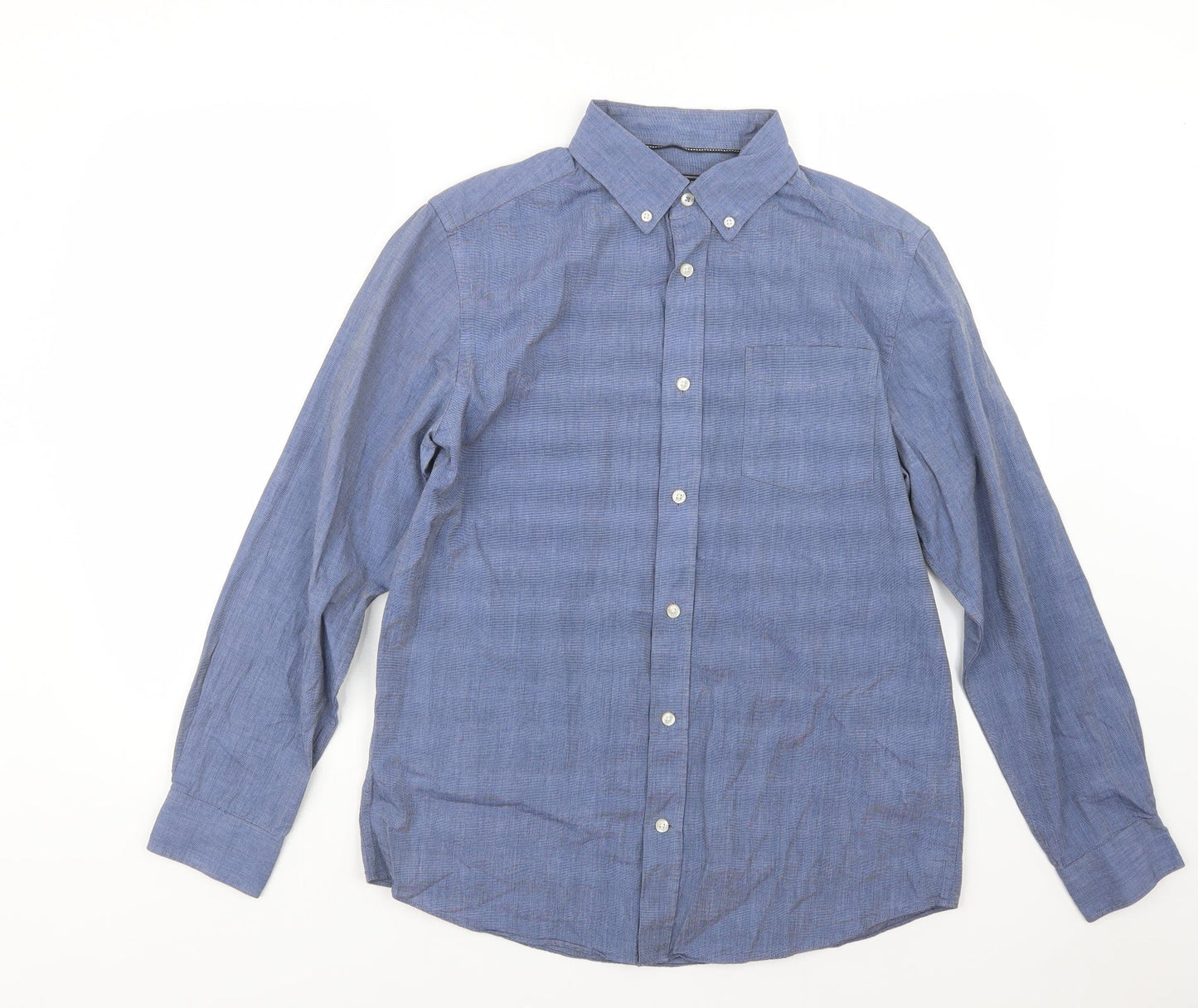 Mens UK Size M Maine Blue  Button-Up Long Sleeve Casual Shirt