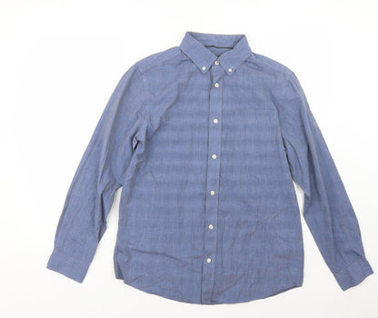 Mens UK Size M Maine Blue  Button-Up Long Sleeve Casual Shirt
