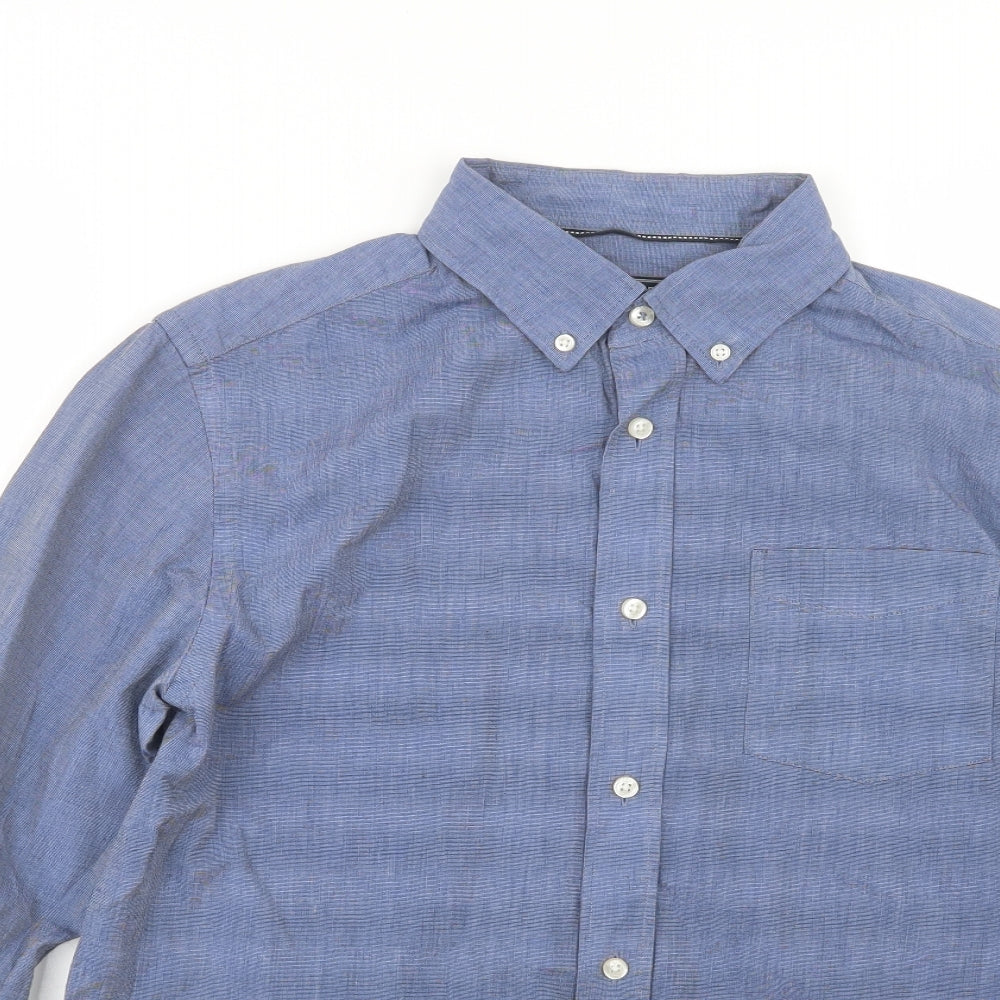Mens UK Size M Maine Blue  Button-Up Long Sleeve Casual Shirt