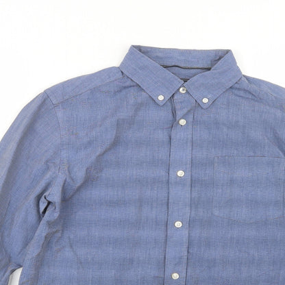 Mens UK Size M Maine Blue  Button-Up Long Sleeve Casual Shirt