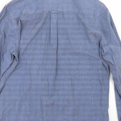 Mens UK Size M Maine Blue  Button-Up Long Sleeve Casual Shirt