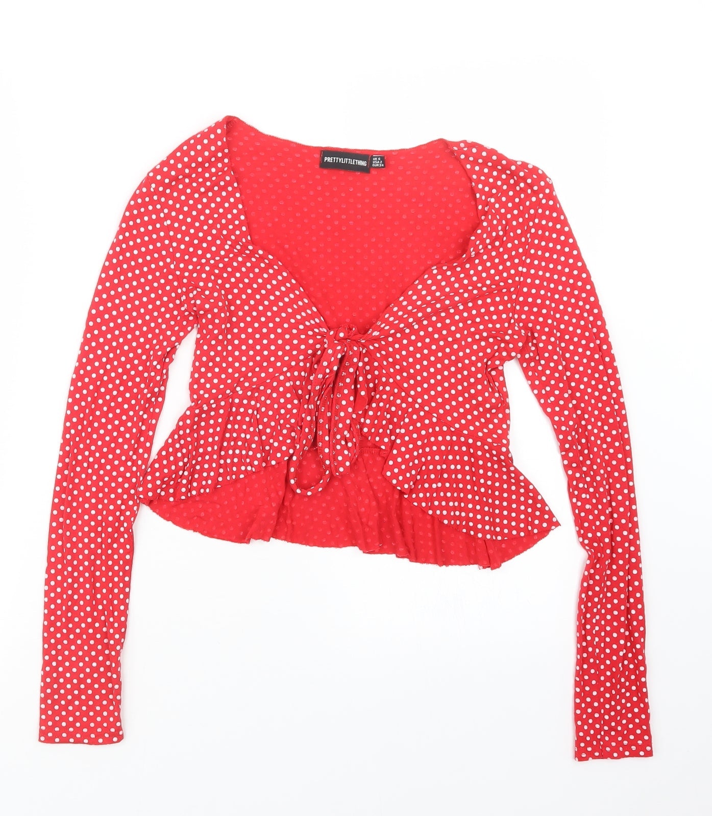 Womens UK Size 6 PRETTYLITTLETHING Red Basic T-Shirt