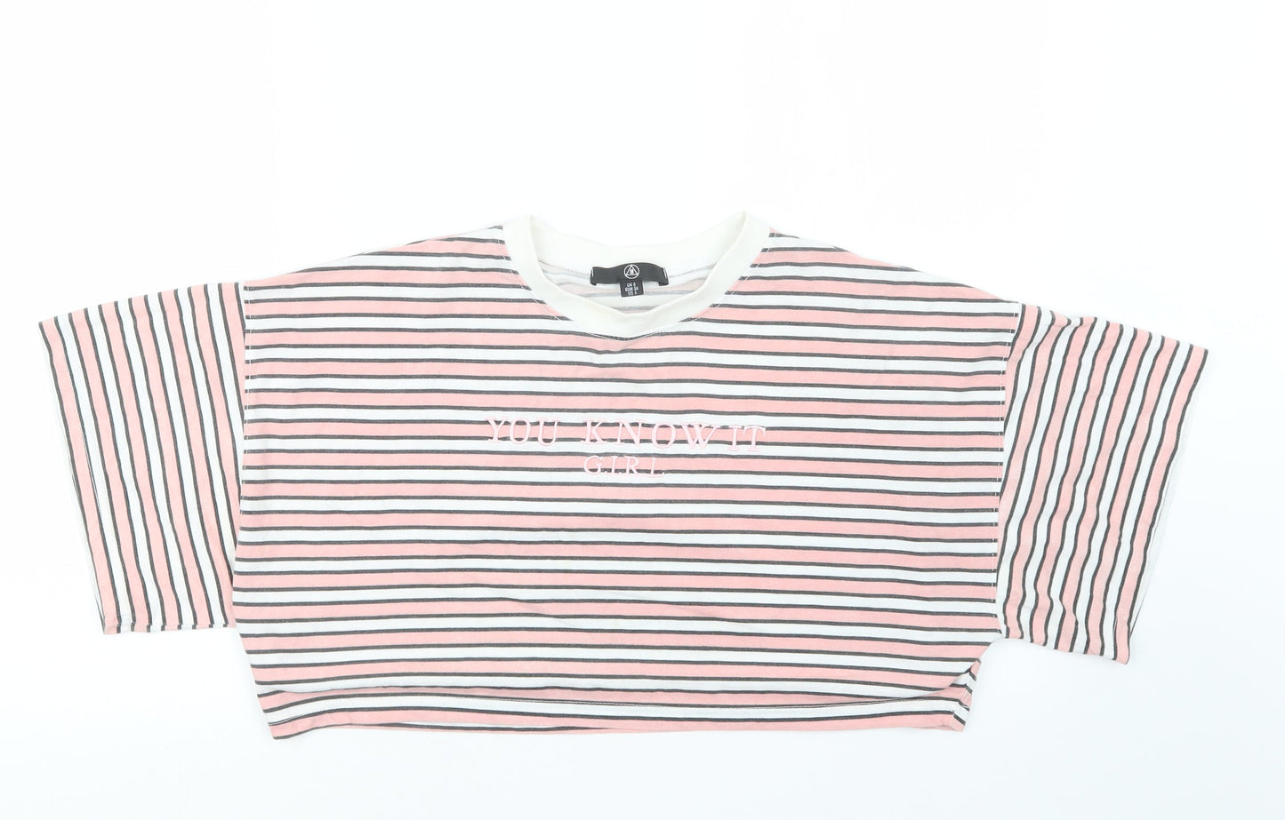 Womens UK Size 8 Missguided Pink Cropped T-Shirt