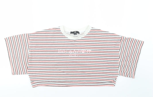 Womens UK Size 8 Missguided Pink Cropped T-Shirt