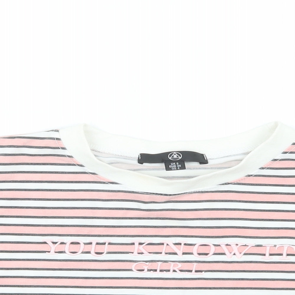 Womens UK Size 8 Missguided Pink Cropped T-Shirt