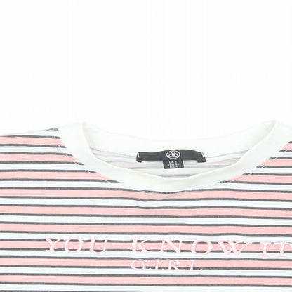 Womens UK Size 8 Missguided Pink Cropped T-Shirt