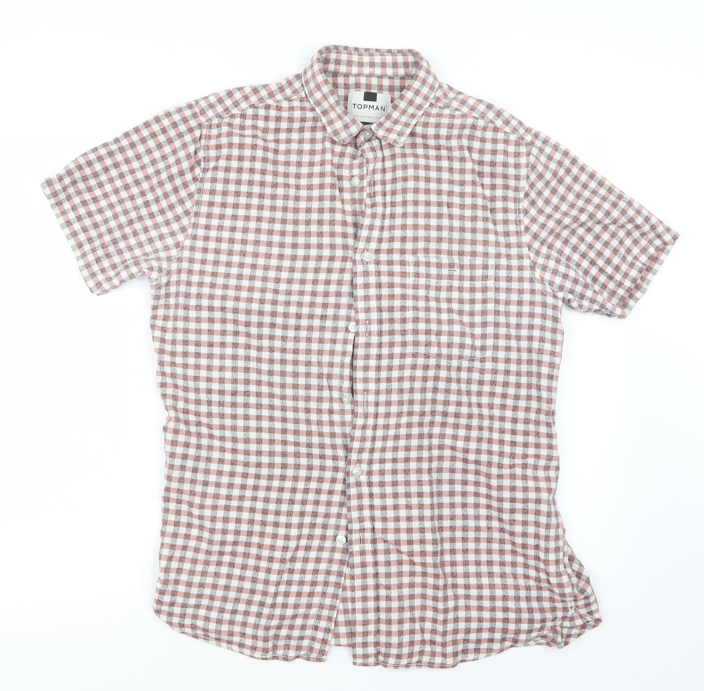 Mens UK Size M Topman Red  Button-Up Short Sleeve Casual Shirt