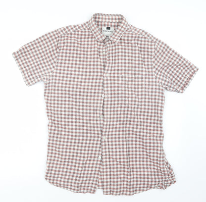 Mens UK Size M Topman Red  Button-Up Short Sleeve Casual Shirt