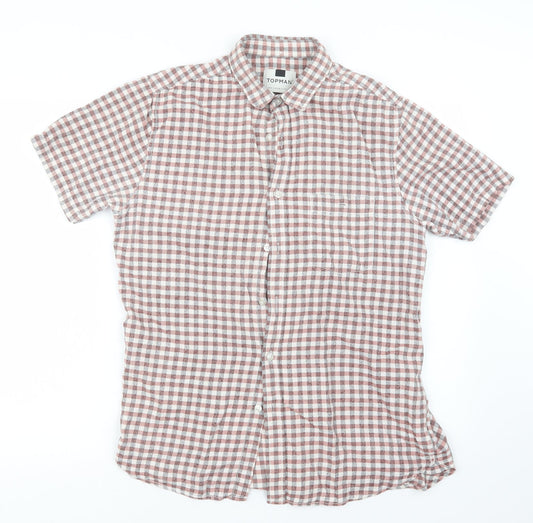Topman Mens Red Check   Button-Up Size M