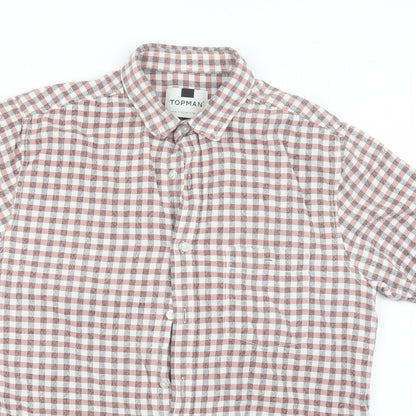 Mens UK Size M Topman Red  Button-Up Short Sleeve Casual Shirt