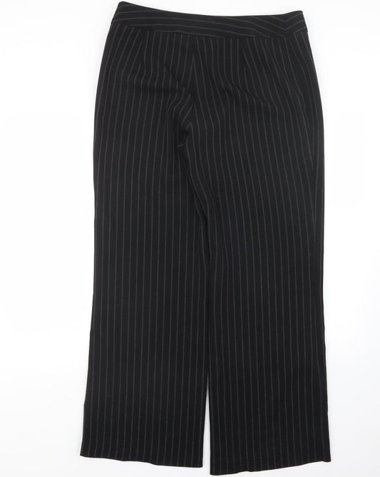Marks and Spencer Womens Black Striped  Trousers  Size 16 L31 in