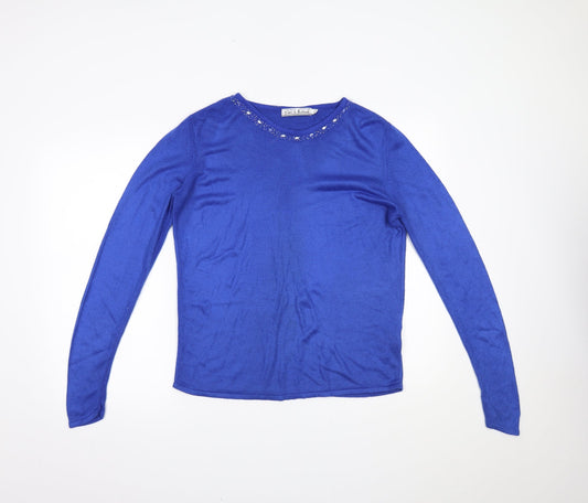 Womens UK Size 16 Pure & Natural Blue Basic Blouse
