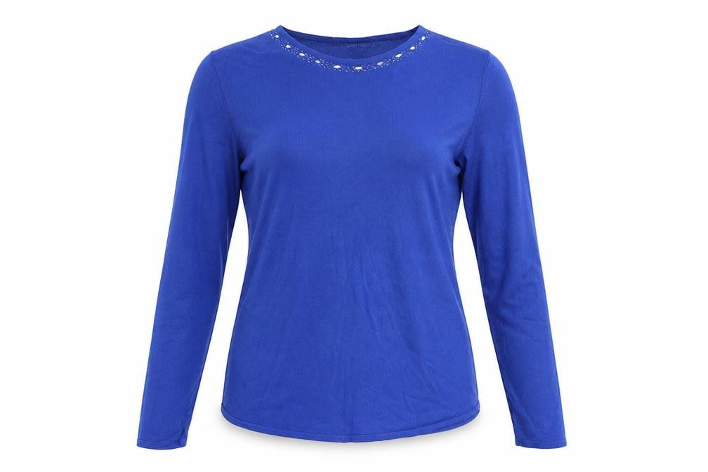 Womens UK Size 16 Pure & Natural Blue Basic Blouse