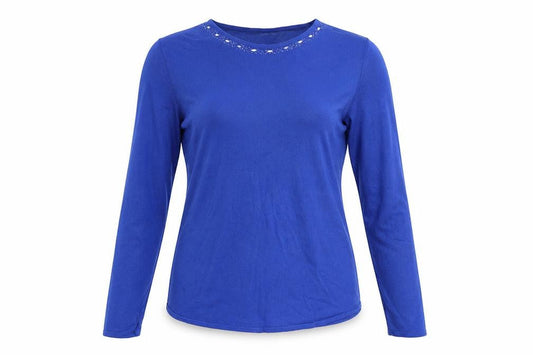 Womens UK Size 16 Pure & Natural Blue Basic Blouse