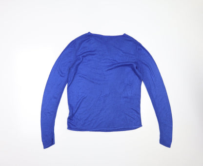 Womens UK Size 16 Pure & Natural Blue Basic Blouse