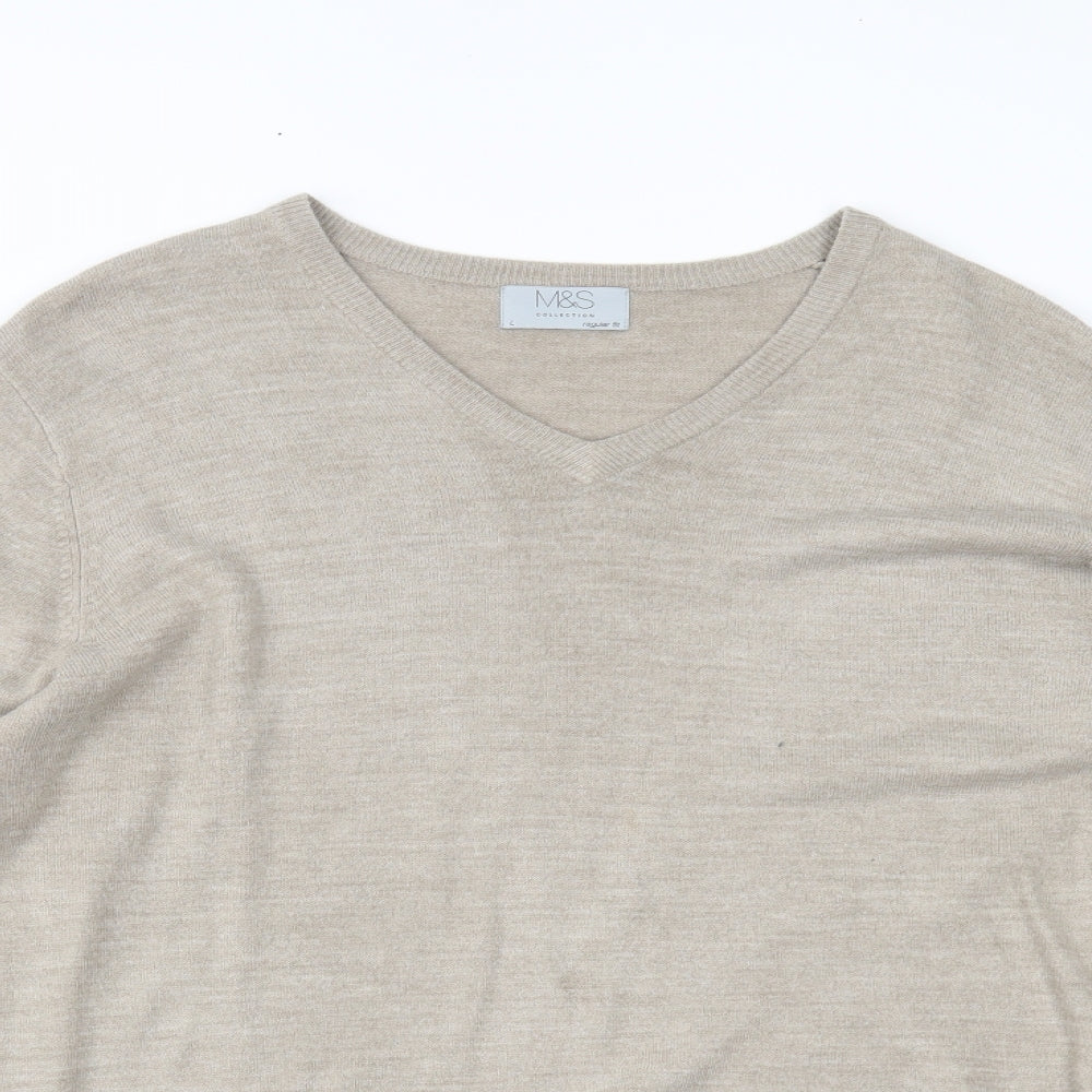 Marks and Spencer Mens Beige   Pullover Jumper Size L