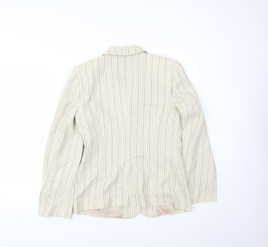 Wish Womens Ivory Striped  Jacket Blazer Size 12