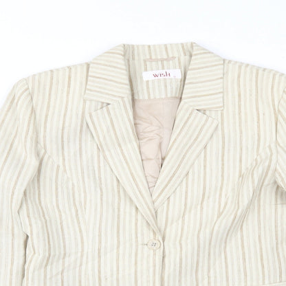 Wish Womens Ivory Striped  Jacket Blazer Size 12