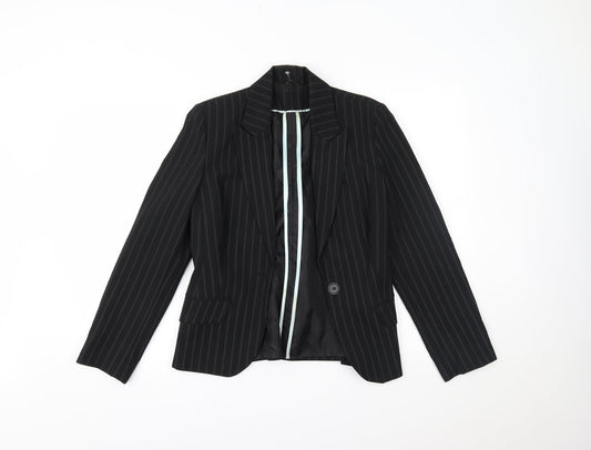 New Look Womens Black Striped  Jacket Blazer Size 12