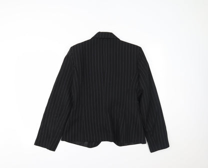 New Look Womens Black Striped  Jacket Blazer Size 12