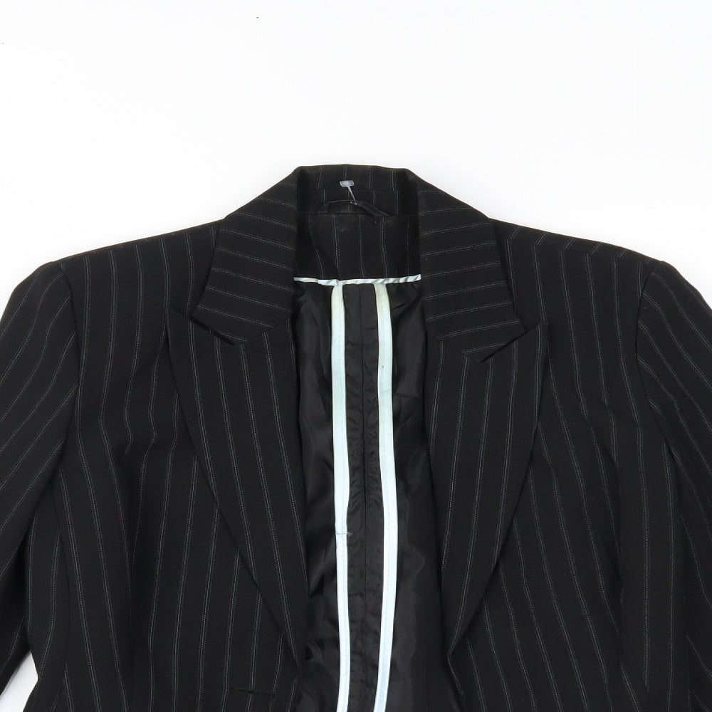 New Look Womens Black Striped  Jacket Blazer Size 12