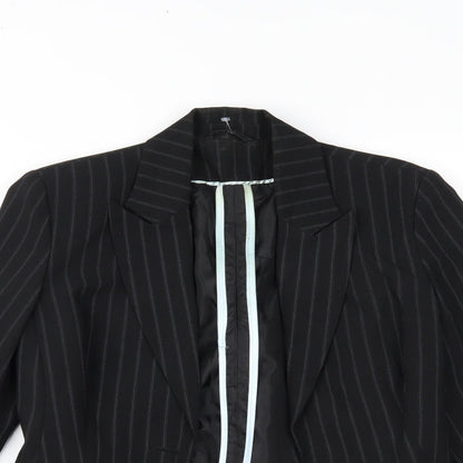 New Look Womens Black Striped  Jacket Blazer Size 12