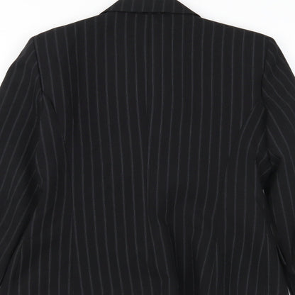 New Look Womens Black Striped  Jacket Blazer Size 12
