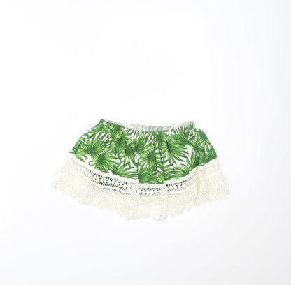 Primark Womens Green Floral  Cropped Blouse Size 10