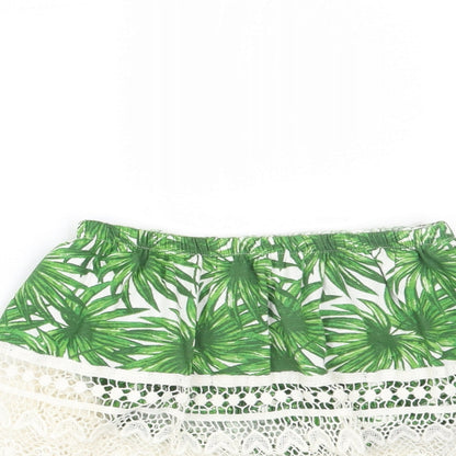 Primark Womens Green Floral  Cropped Blouse Size 10