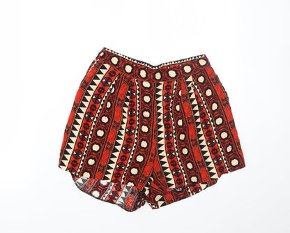 H&M Womens Multicoloured Geometric  Paperbag Shorts Size 6