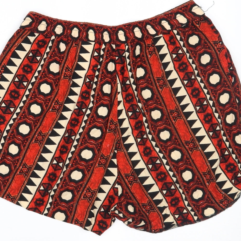 H&M Womens Multicoloured Geometric  Paperbag Shorts Size 6