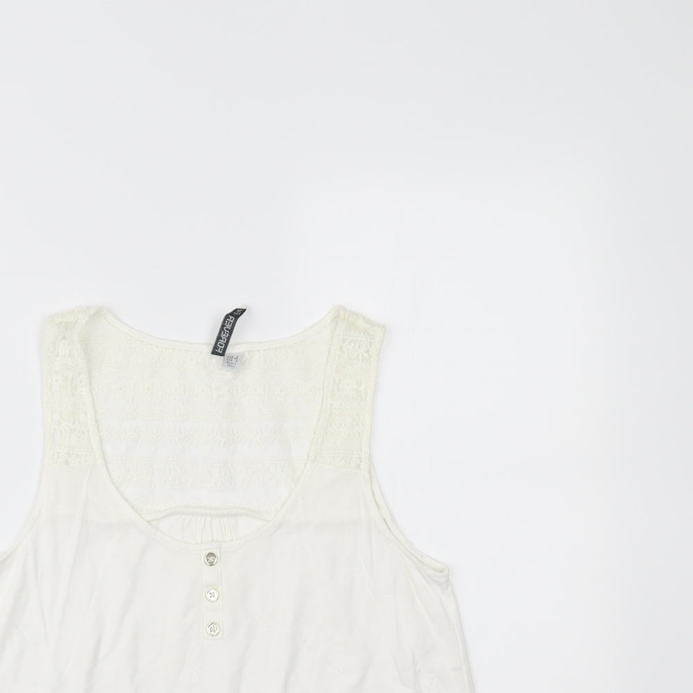 Womens UK Size 8 Forever New Ivory Basic Tank