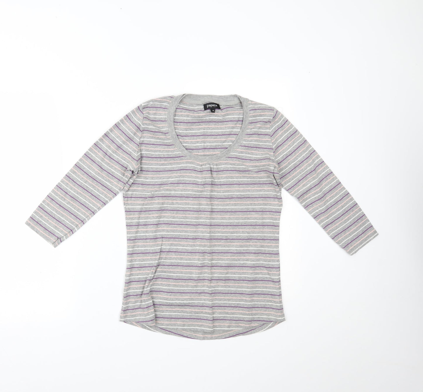 Papaya Womens Green Striped  Basic Blouse Size 14