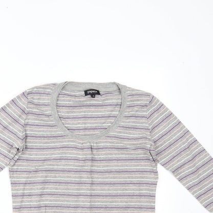 Papaya Womens Green Striped  Basic Blouse Size 14